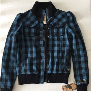 Black and blue checkered plaid BILLABONG jacket S